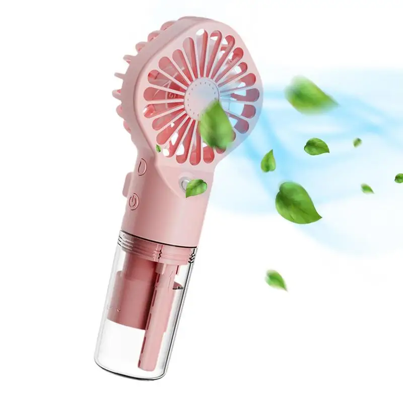 

Небольшой ручной вентилятор с водяным охлаждением и питанием от батарейки, с распылителем тумана, вентиляторы с распылителем, увлажнитель воздуха с 4 скоростями