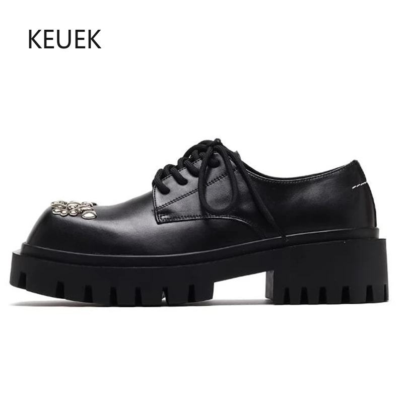 

New Designer Heighting Leather Shoes Men Casual Moccasins Thick Sole Work Business Dress Luxury Derby Shoes Male Breathable 5A