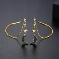 funmode copper inlaid aaa cubic zirconia light luxury japan and south korea sweet cool creative niche tassel drop earrings fe391