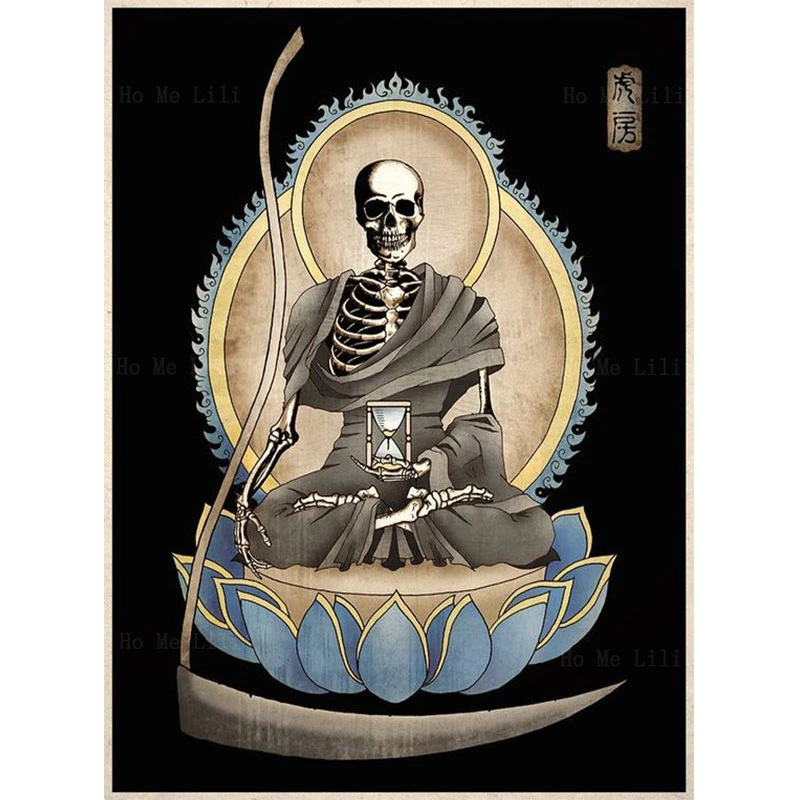 

Мрачный Жнец буддистских татуировок, карточка Таро мага, искусство стен на холсте от Ho Me Lili для домашнего декора