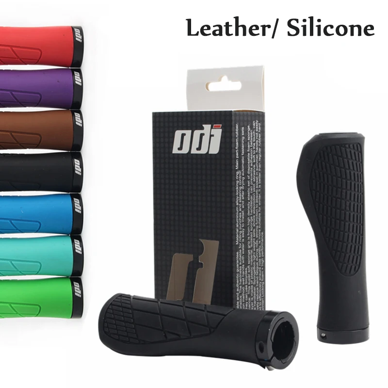 

ODI Mountain Bike Hand Grip Leather/Silicone Mtb Cuffs Bicycle Grips Ergonomic Shock Absorption Bike Handle Cover Cycling Parts