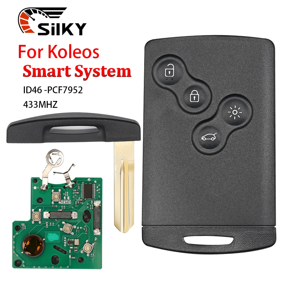 

Автомобильный ключ дистанционного управления SilKY для Renault Megane III Laguna III Scenic Koleos ID46 PCF7941, карта без помощи рук 433ASK