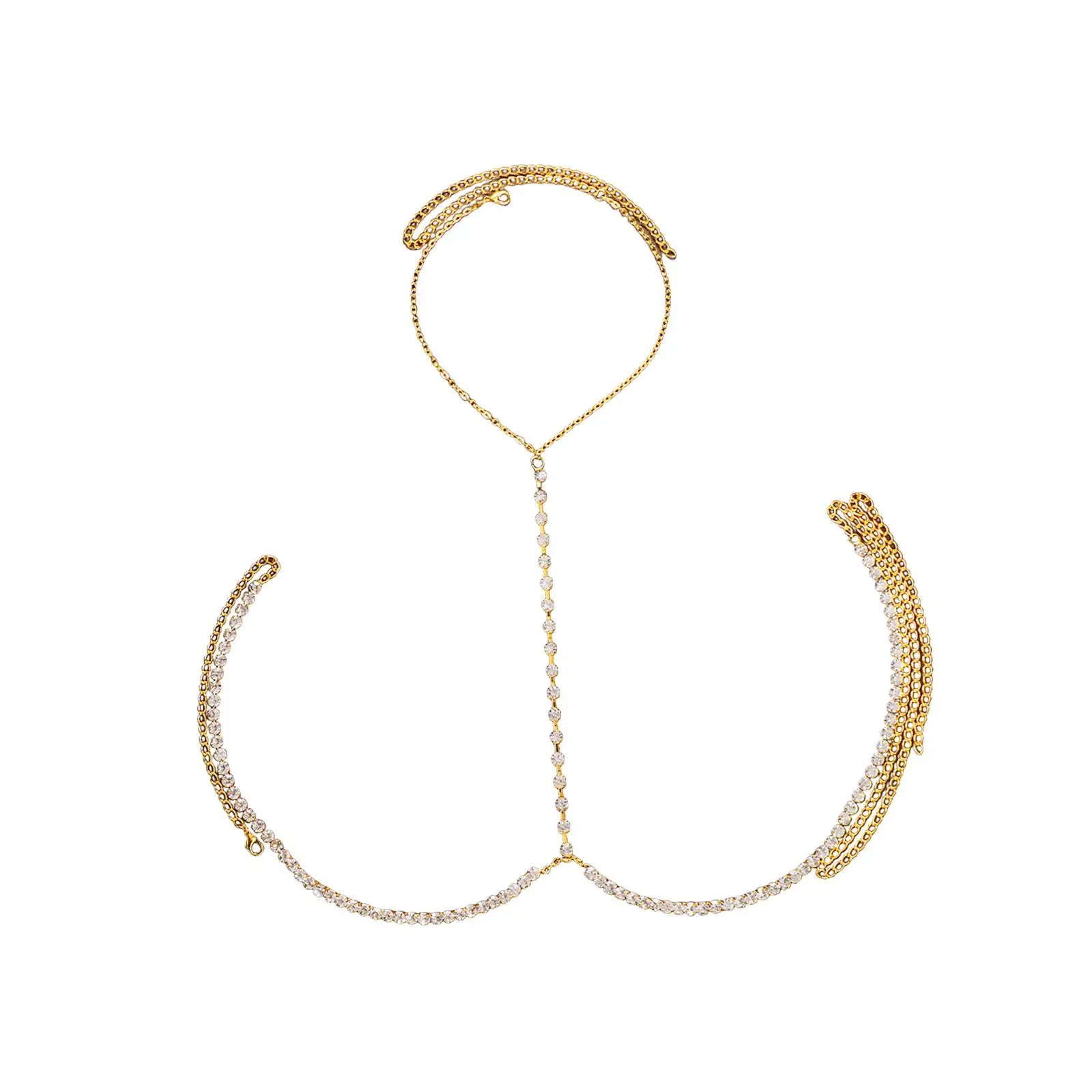 

Bras Chain Ladies Body Chain Shiny Bikini Waist Alloy Rhinestones Jewelry Trendy Breast Chain for Beach Summer Festival