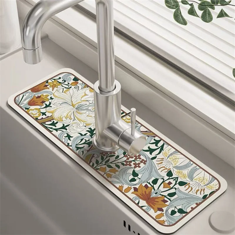 

Classic Sink Faucet Drain Pad Table Mat Toilet Diatom Mud Absorbent Pad Non-slip Anti-mildew Mat for Kitchen Countertop Dining