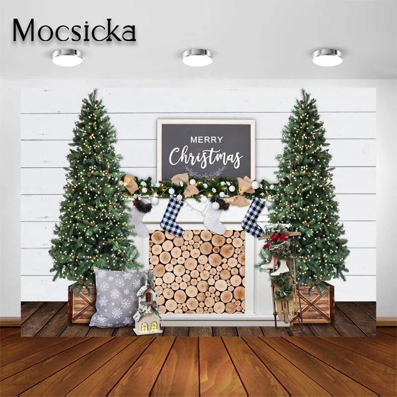 

Mocsicka Рождественская фотография фон для семейного детского камина внутренний праздничный фон фотостудия декорации