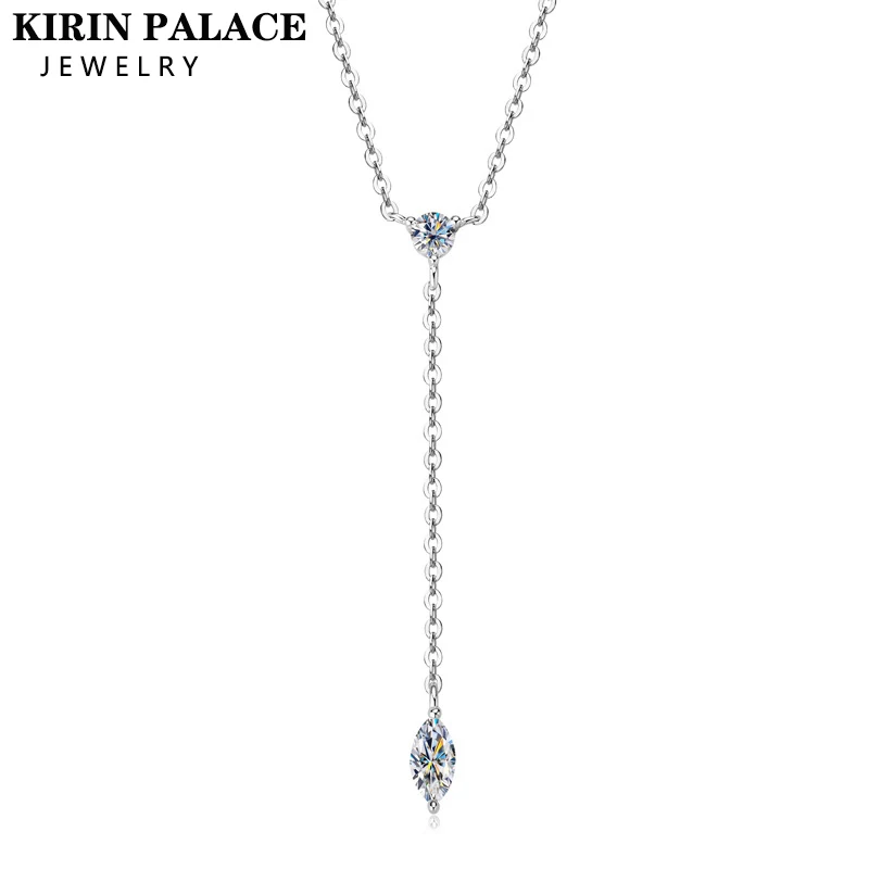 

Ожерелье-бабочка Y-формы с муассанитом для женщин, подвеска с круглым бриллиантом 6,5 мм, серебро 925 пробы, аксессуары, ювелирные изделия
