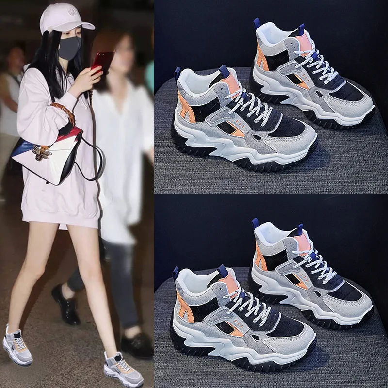

Women's Shoes Lace up Thick Sole Student Sports Casual Shoes Increase in Height