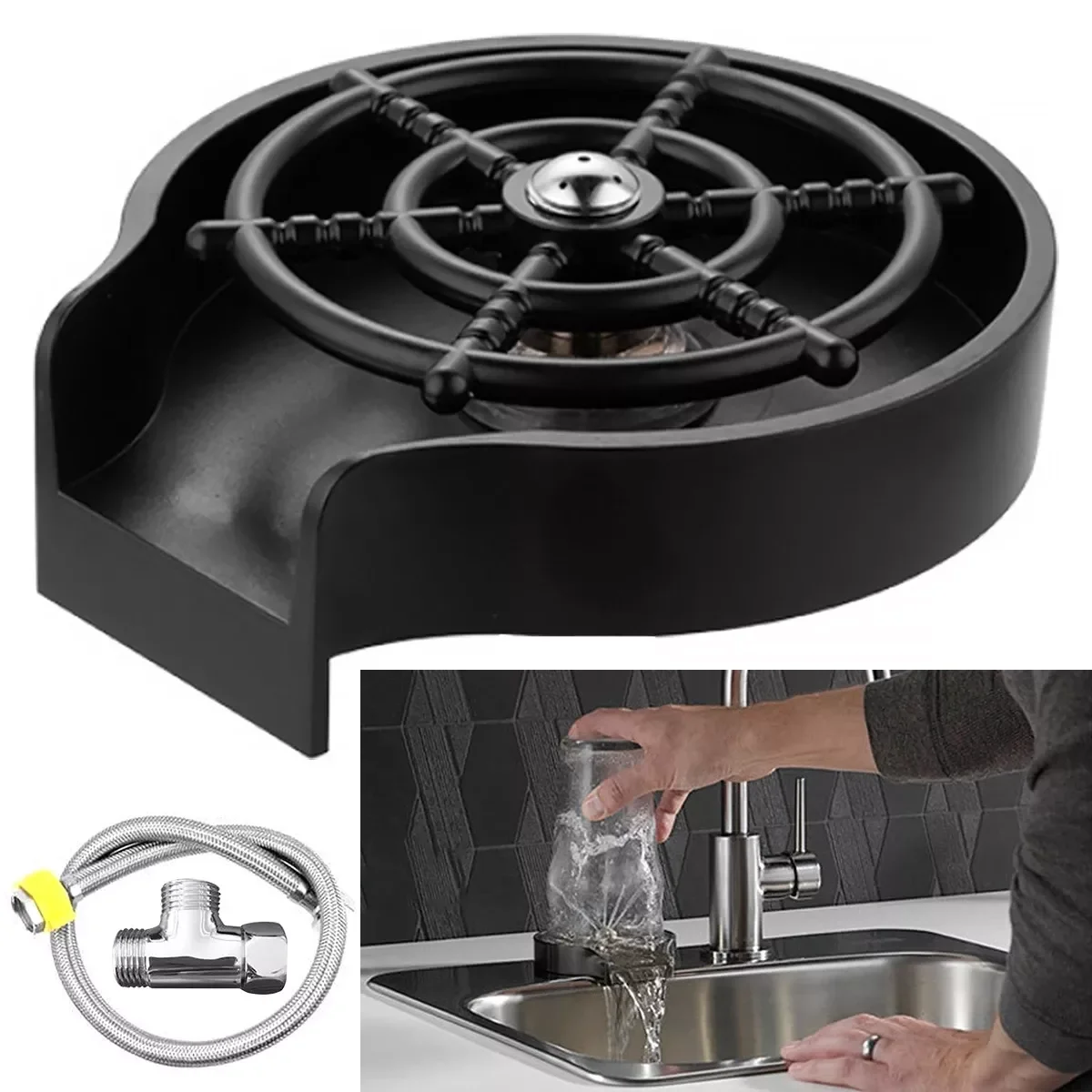 

Kitchen Sink Rinser Automatic Glass Cup Washer High Pressure Bar Kitchen Beer Milk Tea Cup Cleaner Accessories Wash Cup Tool