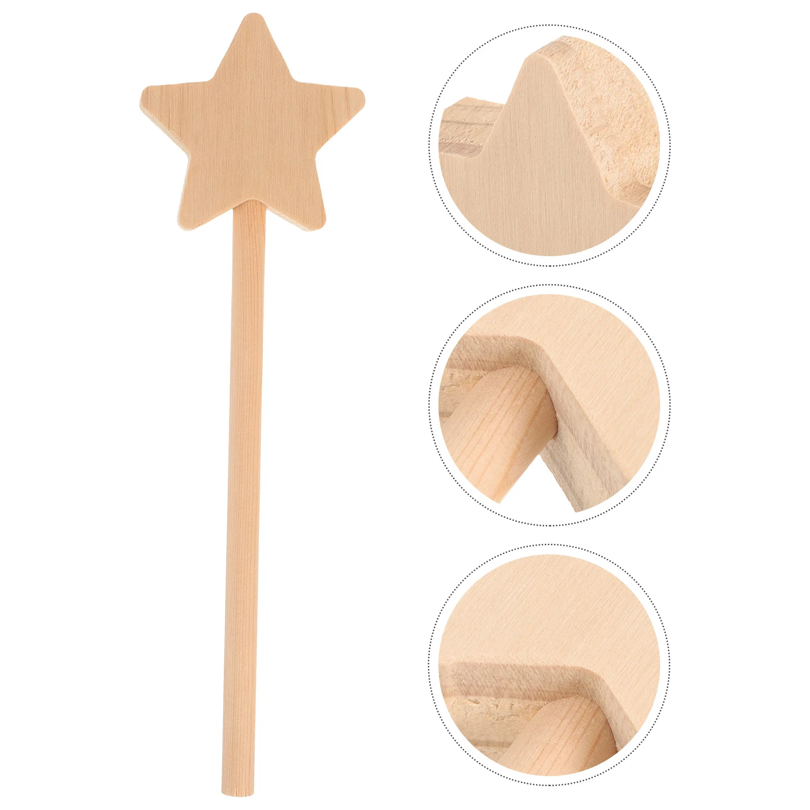 

2 Pcs Kids Toys Decorate Star Shape Fairy Wands Wooden Graffiti Unfinished Sticks Child