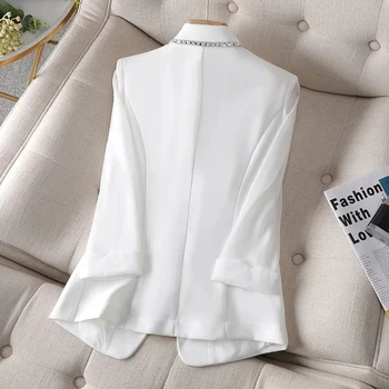 Diamond-Encrusted Blazer Sleeve White Jacket 5