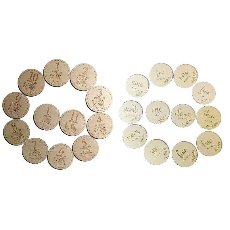 

Newborn Milestone Cards Wood Photo Cards Props Baby’s Announcement Cards 12PCS