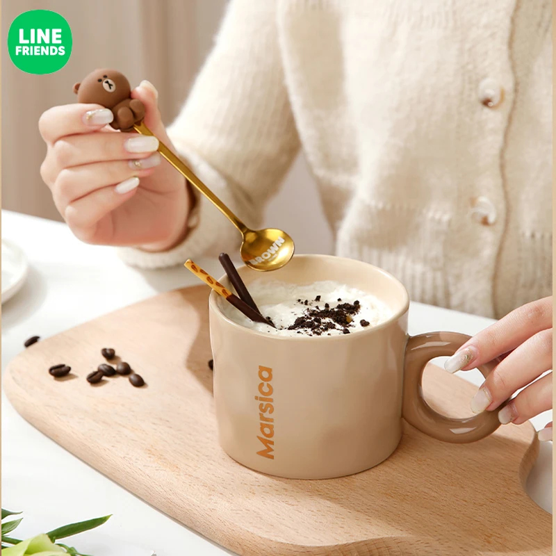 

Kawaii Line Friends Brown Cony Sally Cartoon Coffee Cup Cute Anime Dolls Model Large-Capacity Creative Ceramics Mug Girls Gift