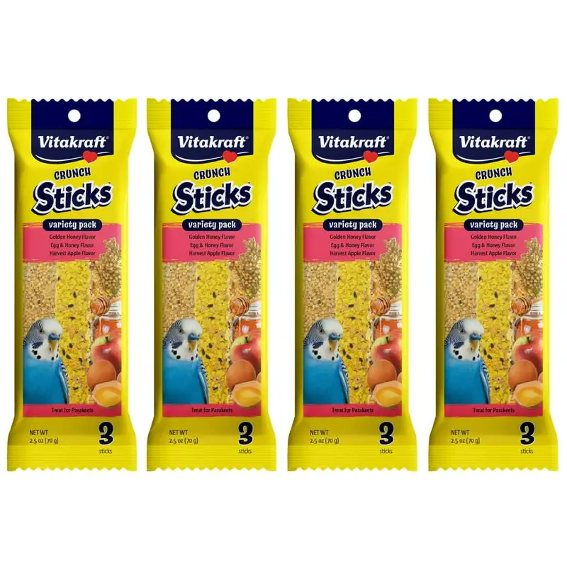 

Sticks Parakeet Treat - Honey, Egg, and - Pet Bird Treat Toy - Variety Pack Multi Pack of 4