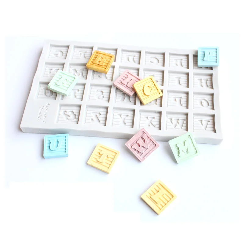 

3D Alphabet A To Z Silicone Mold Kitchen DIY Cake Decoration Baking Tool Fudge Cartoon Chocolate Clay Plaster Letter Resin Mould