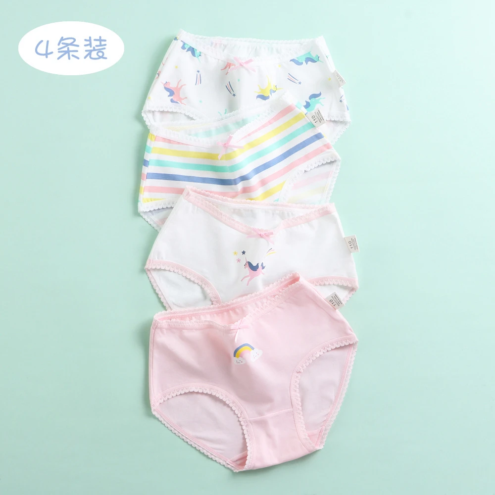 

4 Pcs/Lot 2-16Y Girls Underwear High Quality Cotton Girl Panties Cartoon Pattern Pink Kids Boxer Briefs Child Soft girl Pants