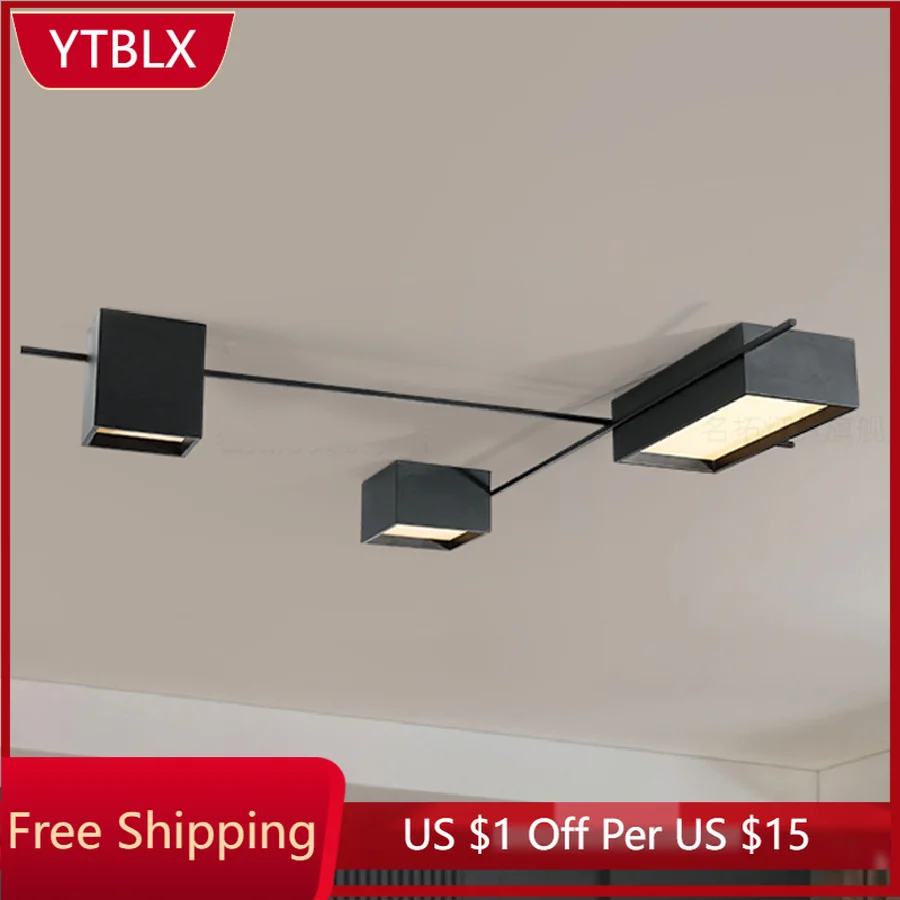 

Nordic Led Ceiling Lights Lighting Geometric Square Black Ceiling Lamp Living Room Decoration Bed Room Lights Designer Hanglamp