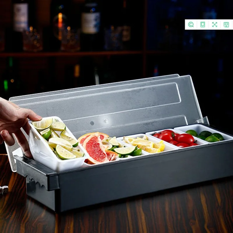 

Fruit Container for Room Fruit Crisper Cocktail Flavoring Decorative Box Plastic Jars for Spices Snack Plate Bar Accessories