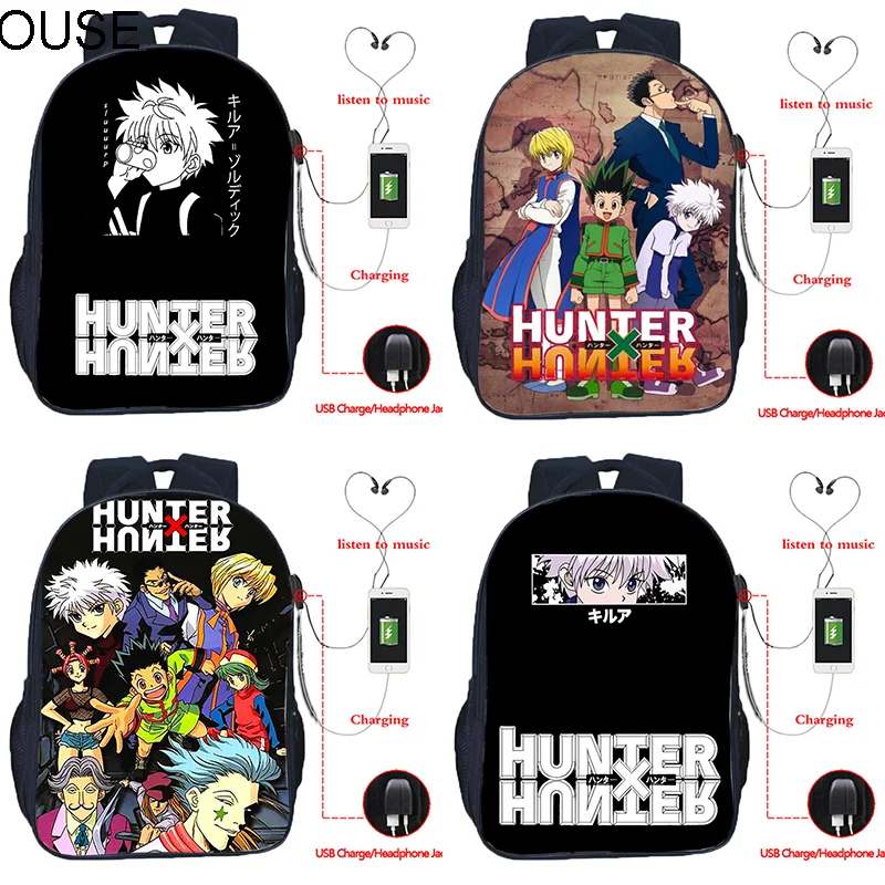 Школьные ранцы YOUSE унисекс Hunter X Hunter, Мультяшные дорожные сумки с USB-разъемом для мальчиков и девочек