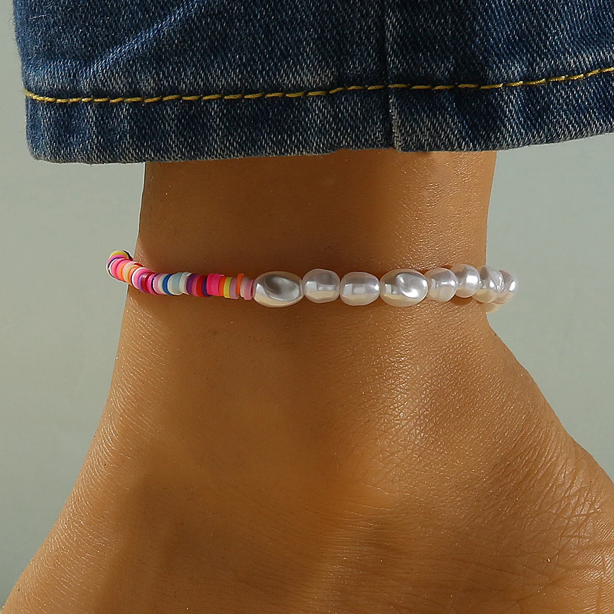 

Colorful Colorful Clay Anklet Bohemian Pearl Charms Ankle Bracelet Anklets For Women Handmade Beaded Indian Jewelry Anklet 1CF3