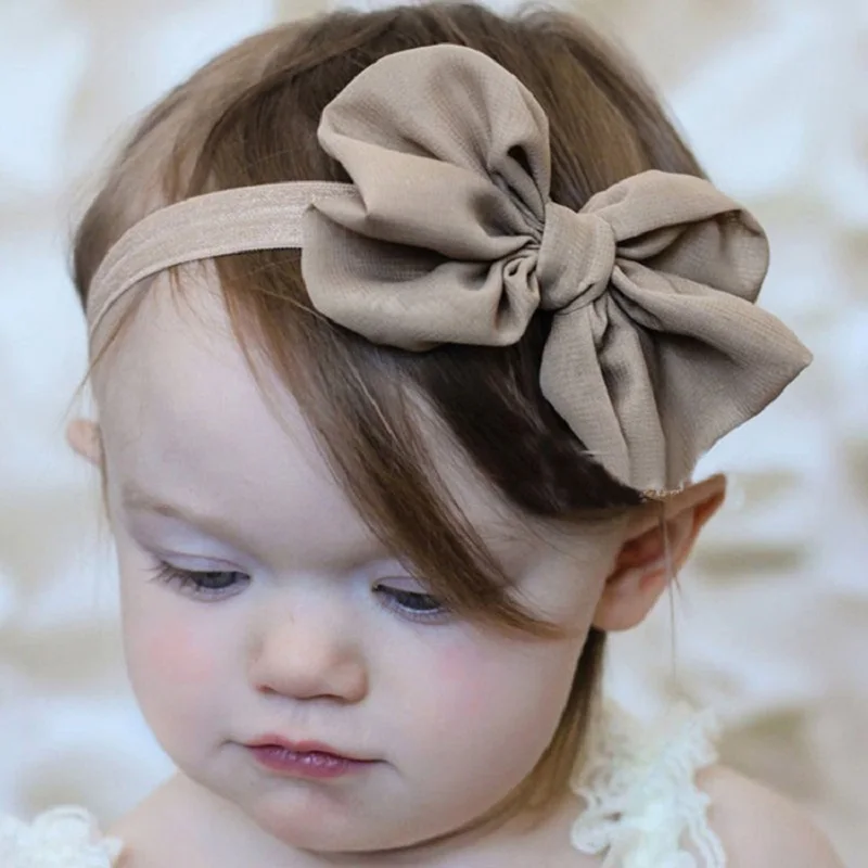 

Newborn Baby Girl Headband Solid Color Chiffon Bow Lovely Children Infant Hair Clip Hair Accessories Headband Princess Turban