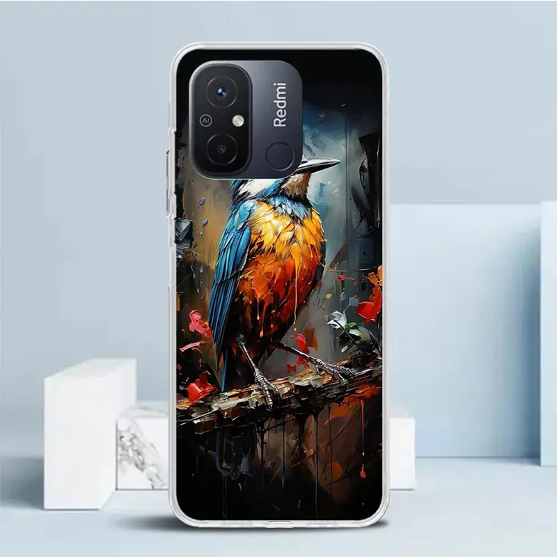 Чехол для телефона с изображением птицы и животных Xiaomi Redmi 12C 12 10C 10 10A 9C 9A 9T 9 8 8A 7 7A 6