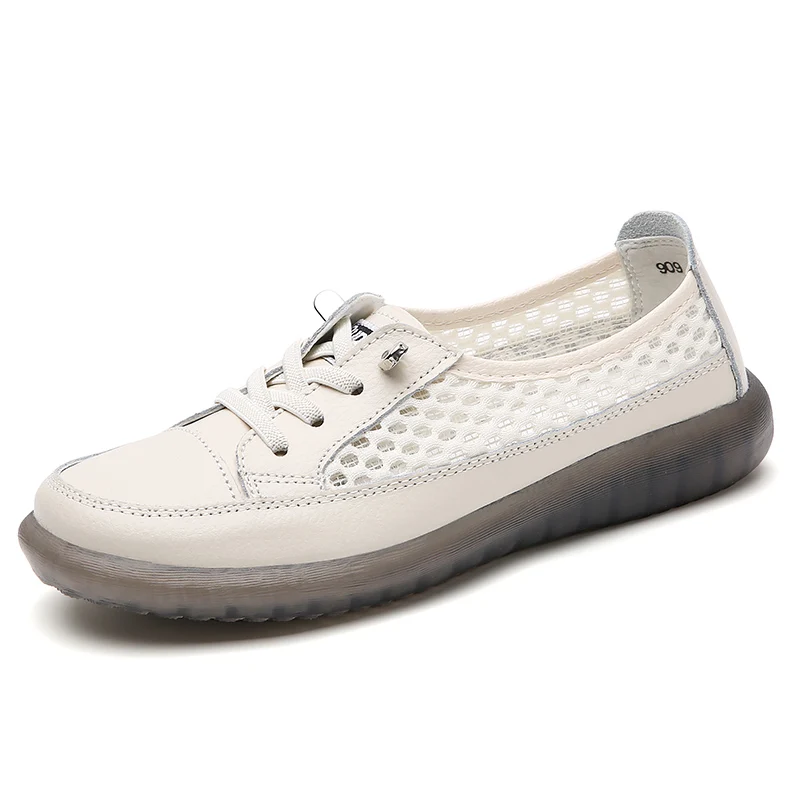 

2023 fashion casual ladies sneakers genuine leather small white shoes slip-on flat shoes women's breathable loafers