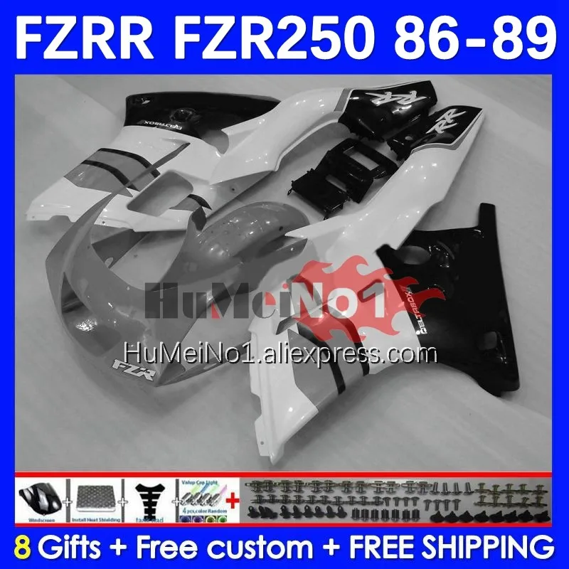 

FZR250RR Kit For YAMAHA FZR250 R FZRR FZR 250 250R 146No.91 FZR-250 86 87 88 89 FZR250R 1986 1987 1988 1989 Fairing Grey white