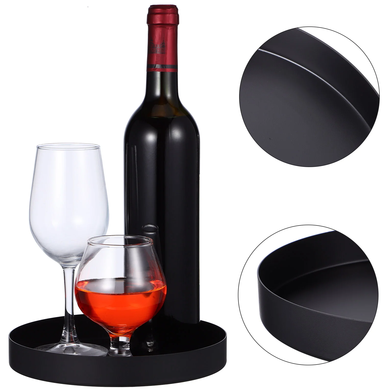 Металлический поднос круглый черный большой журнальный столик подносы из