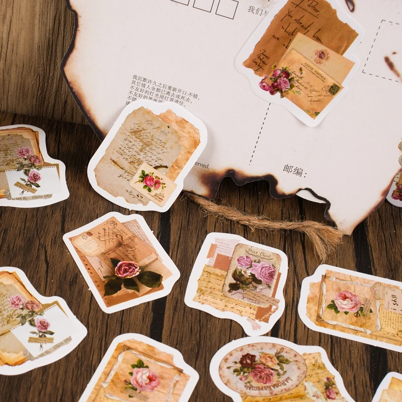 

46 pieces Boxed Scrapbooking sticker Romantic Flower Rose Water Cup Handbook Decoration Stickers