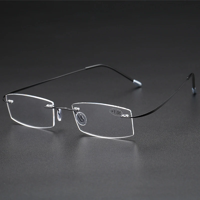 

Men Rimless Reading Glasses Women Blue Light Blocking Reading Glasses Presbyopic Lenses Eyewear Business Half Frame Eyeglasses