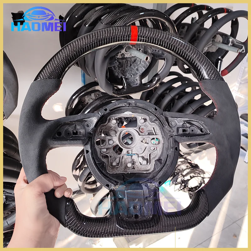 Рулевое колесо из натуральной черной кожи и углеродного волокна на заказ для Audi A7