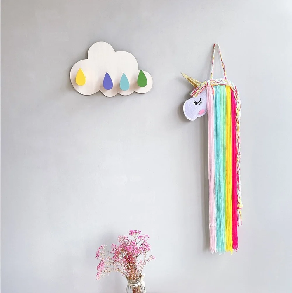Pаспродажа Набор радужных фетровых заколок для волос в виде единорога, органайзер для хранения, Настенный декор, макраме для девочек, кавайный декор ко... Продажа Набор радужных фетровых заколок для волос в виде единорога, органайзер для хранения, Настенный декор, макраме для девочек, кавайный декор ко...