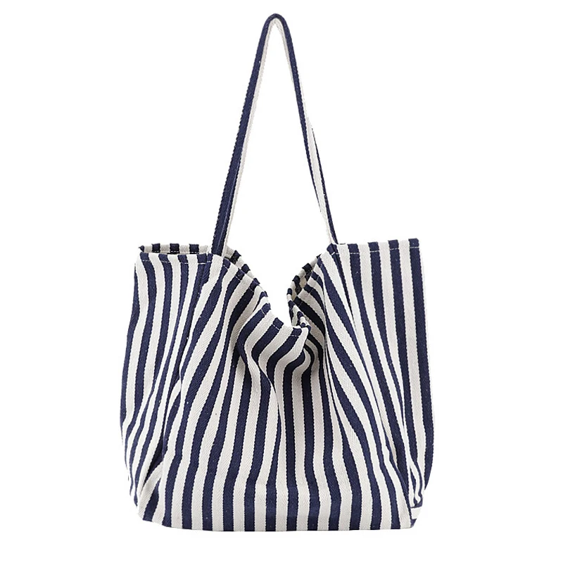 2022 New Stripe Women's Bag Large Capacity Female Canvas bag Tote Trendy Leisure Ladies Shoulder Bag Travel Shopping bag Handbag