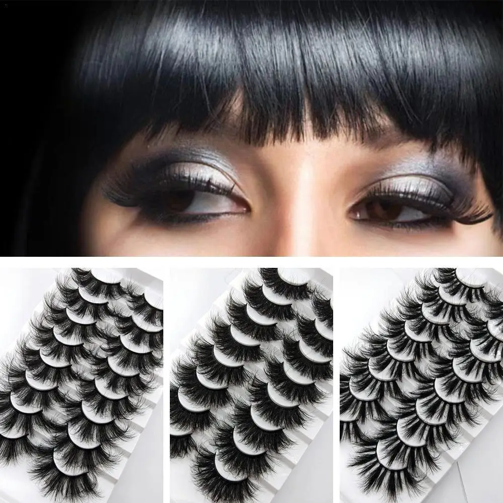 

8pair 6D High Curly Explosive Cross Style Thick Extended Eyelashes 25mm Lashes False Volume Strip Mink False Eyelashes Corn O5S3