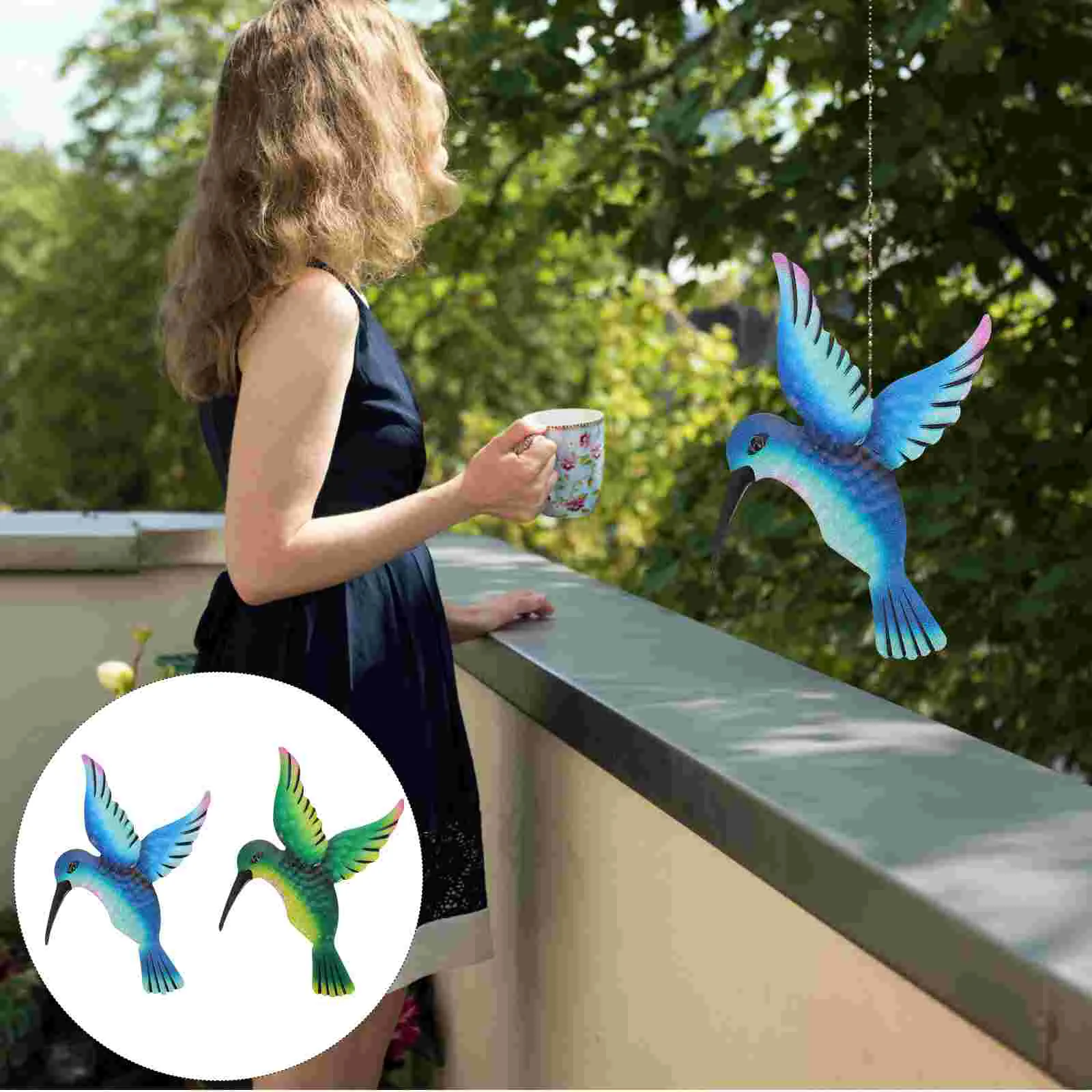 2 шт. настенное украшение железная птица колибри кулон кованый подвесной декор