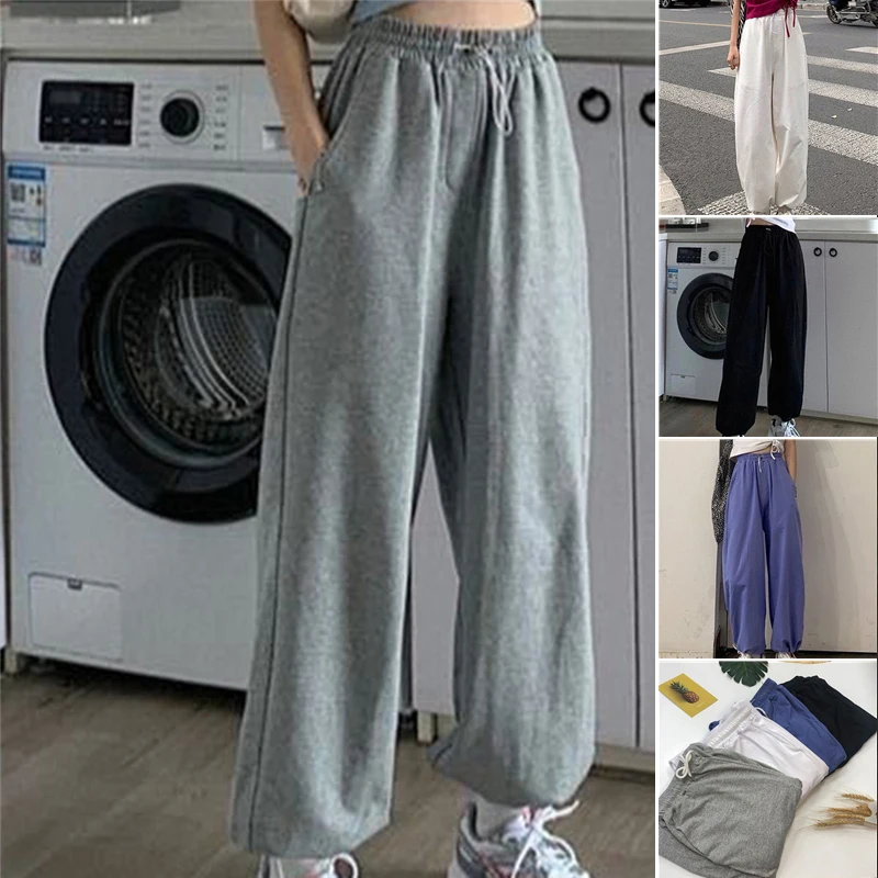 

Woman Pants Streetwear Korean Style Loose Joggers Women Sweatpants Grey High Waist Comfort Simple Basic Casual Fashion Trousers