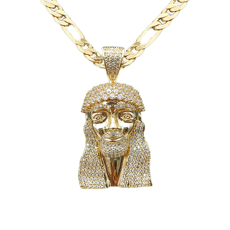 

Fashion Hip Hop Religious Style Jewelry Gold Inlaid Zircon Prayer Faith gift Jewelry