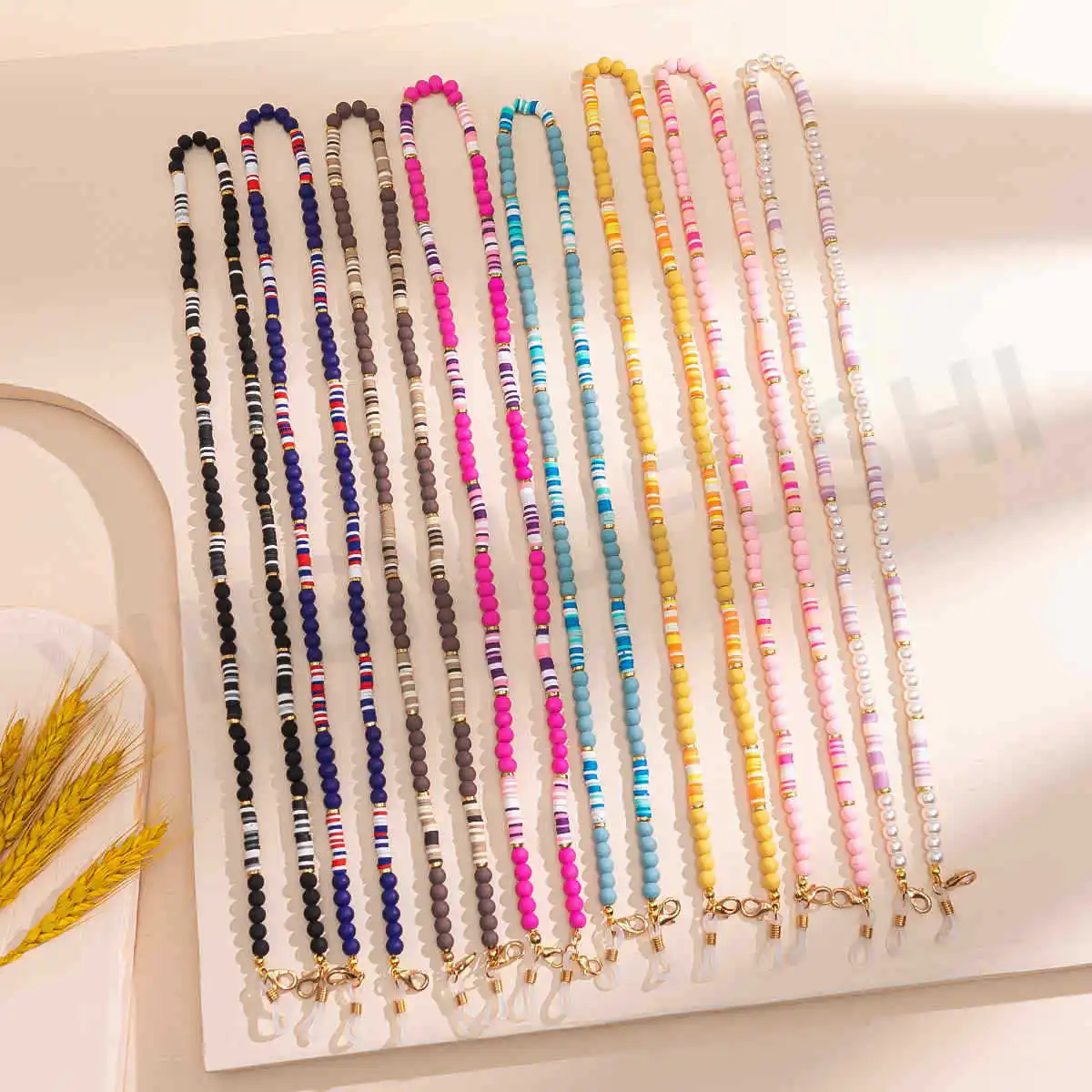 

Bohemian Rainbow Polymer Clay Sunglasses Chain Women Fashion Letter Handmade Beads Mask Lanyard Neck Chain Trendy Jewelry Gifts