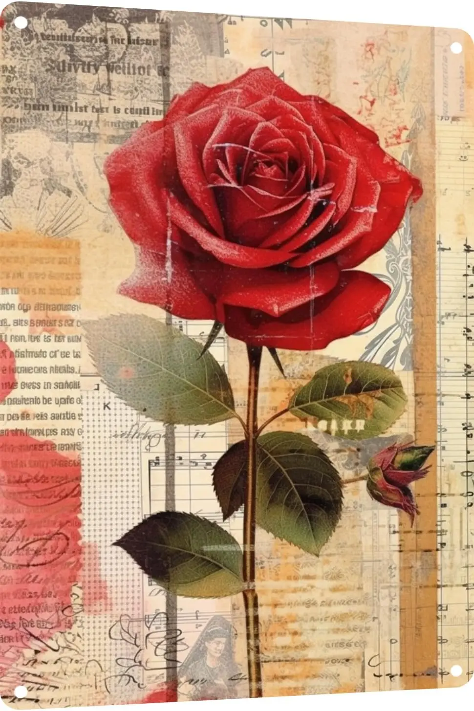 Vntge Style Red Rose nque Tn Sgn Decor Florl Metl для домашнего офиса Кофе Br Club Pub Sre Housewrmng Gft 128 nch (300)