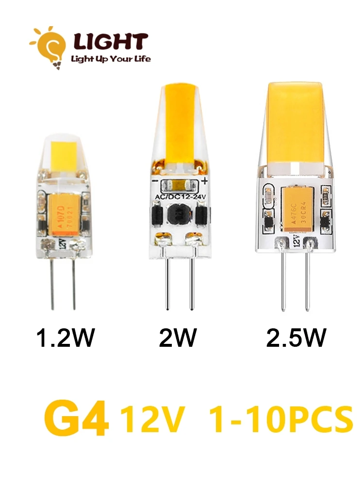 

1-10PCS Silica gel mini LED bulb G4 AC/DC 12V COB warm white light is suitable for replacing 20W halogen lamp with crystal lamp