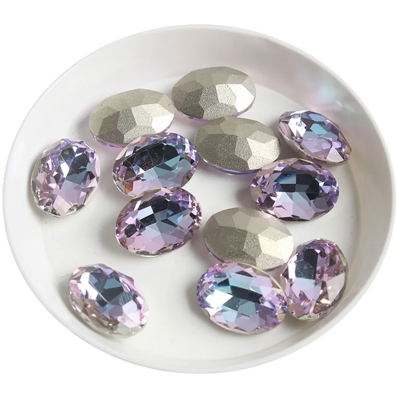 Высокое Качество K9 овальное стекло с заостренным дном 10x14 мм стразы для дизайна