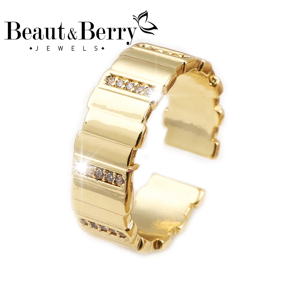 

Beaut&Berry Korean Style Simple Rings Copper Zircon Women's High Quality Open Rings Office Party Wedding Accessories Jewelry