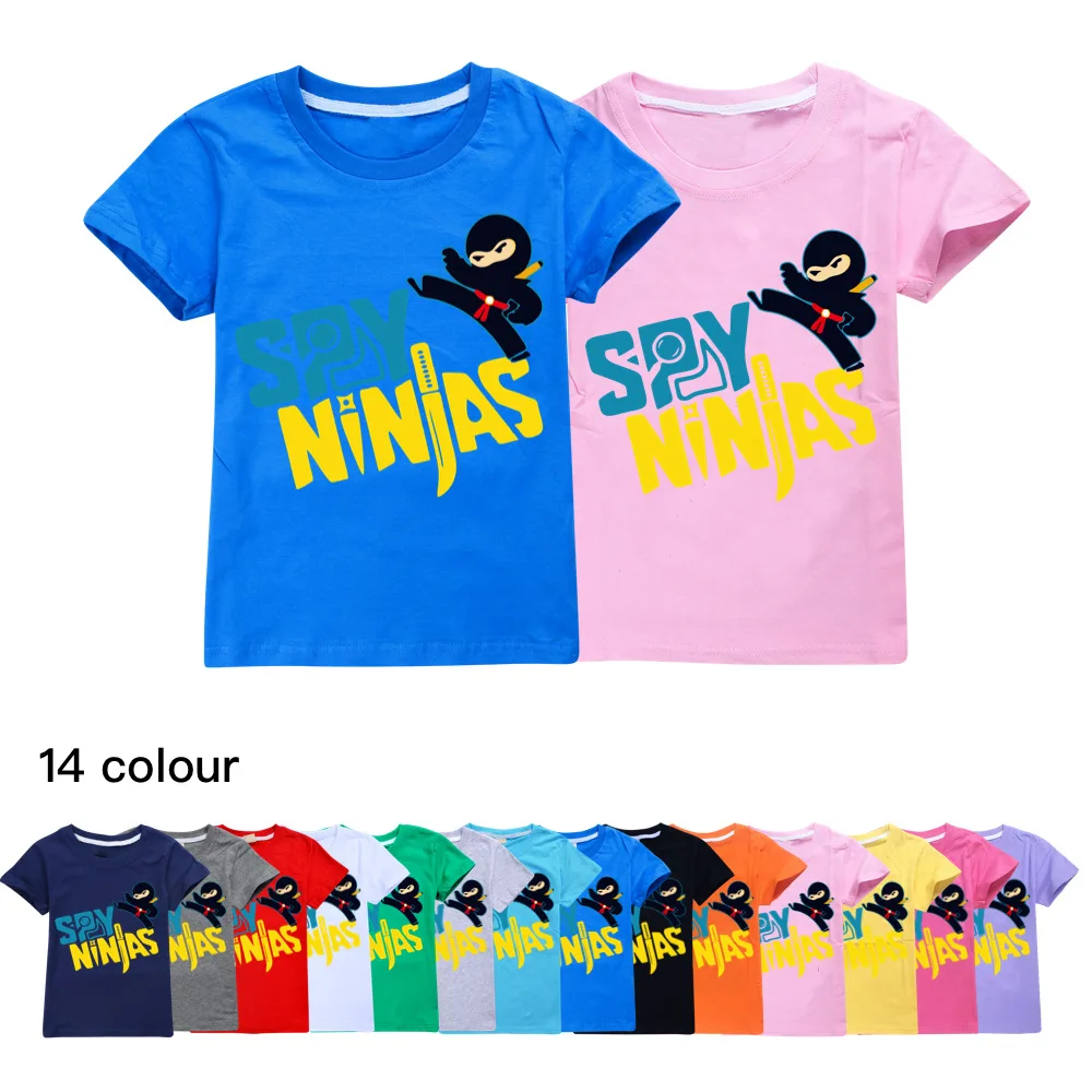 

2023 Kids Spy Ninjas T-shirt for Boys Summer 100% Cotton Short Sleeve Casual Tees Girl Clothes Cartoon Print Tshirt O-neck Tops