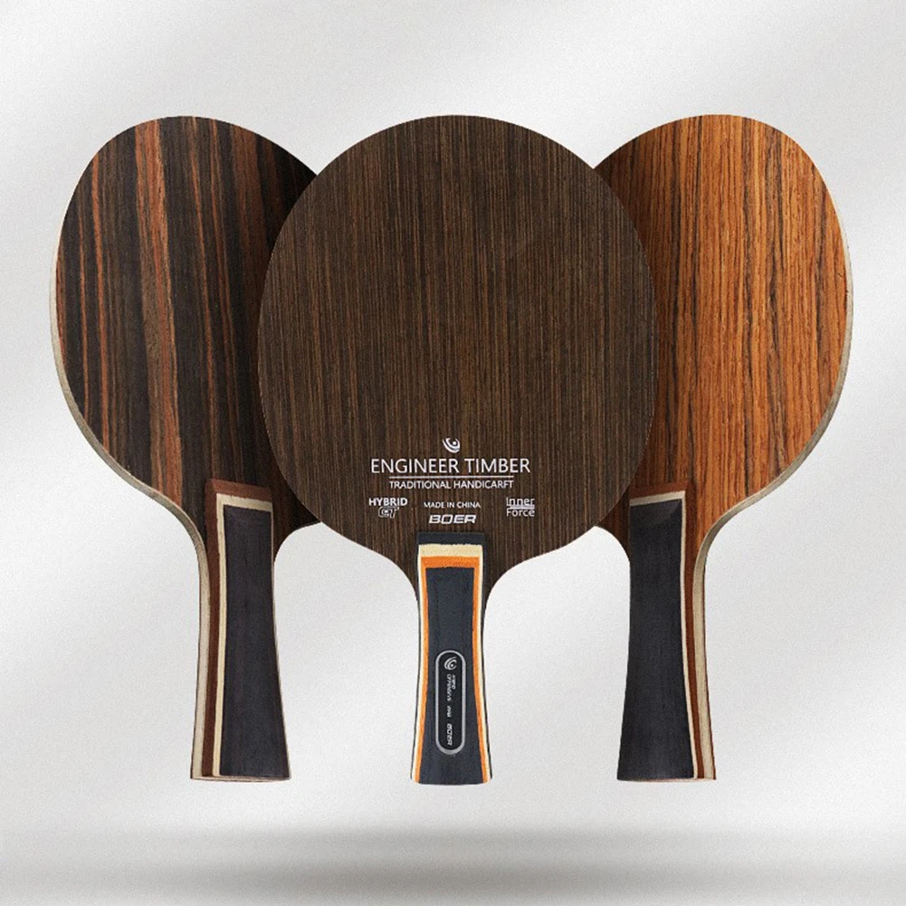 

5 Ply Table Tennis Blade Long Handle Carbon Blade Rubber Ping Pong Racket Super Hard Ebony Wood Table Tennis Blade Set