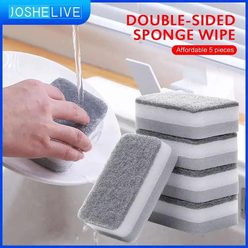 

Home Cleaning Kitchen Scrubbers Sponge Brush Dishwashing Double-sided Scouring Pads Cleaning Sponges Household Cleaning Tools