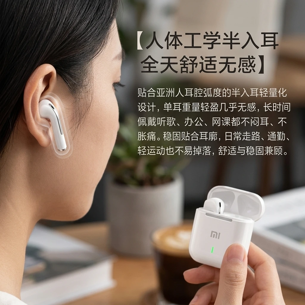 Фото Беспроводные Bluetooth-наушники Xiaomi TWS: стерео, для спорта и игр, внутриканальные, с микрофоном и сенсорным управлением №2