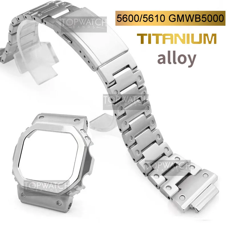 

Titanium Alloy Watch Strap Band Bezel For DW5600 GW5000 GW-M5610 Camouflage Bracelet Cover With Tools Supper Light for CasiOak