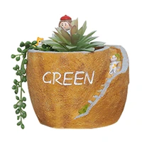 creative garden succulents flowerpot durable resin succulent plant pot with cartoon character and cactus plant pot flower pot