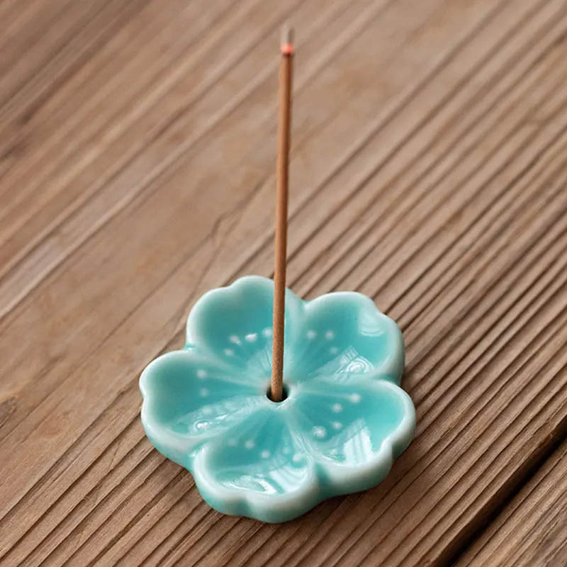 

Cherry Blossom Incense Burner Home Ceramic Decor Incense Stick Holder Aromatherapy Censer Office Teahouse Ornament