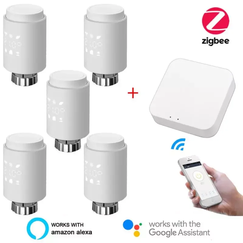 

2023NEW ZigBee3.0 Smart Radiator Actuator Thermostat Heater Temperature Controller Voice Control Works With Alexa Google Home